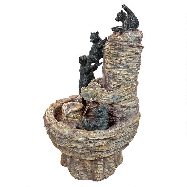 Rocky Mountain Splash Black Bears Garden Fountain Side View